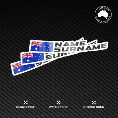 Custom Driver Name Stickers Pack Racing motorcycle car go kart motocross MX helmet Sim Racing Rig Sticker Name Flag Sticker Waterproof