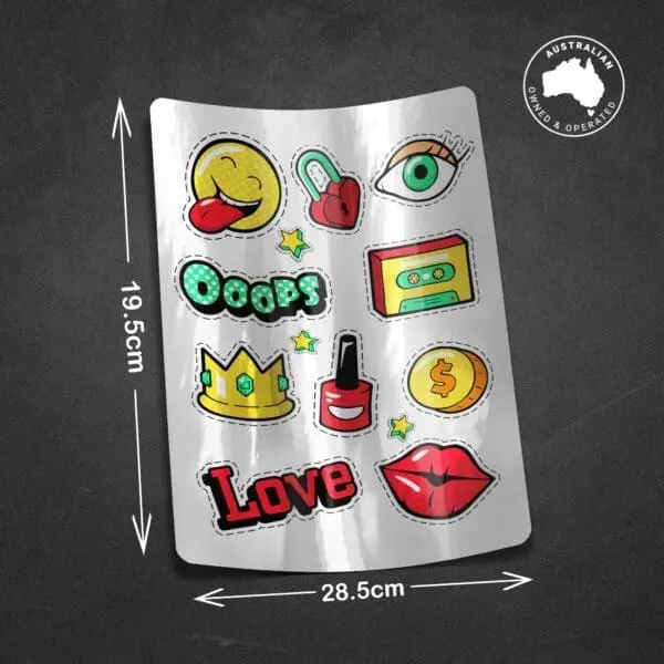 Custom Metallic Silver Vinyl Sticker Sheet A4