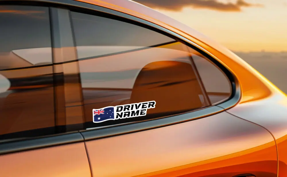 Custom Driver Name Flag Vinyl Stickers Pack x2 - Image 8