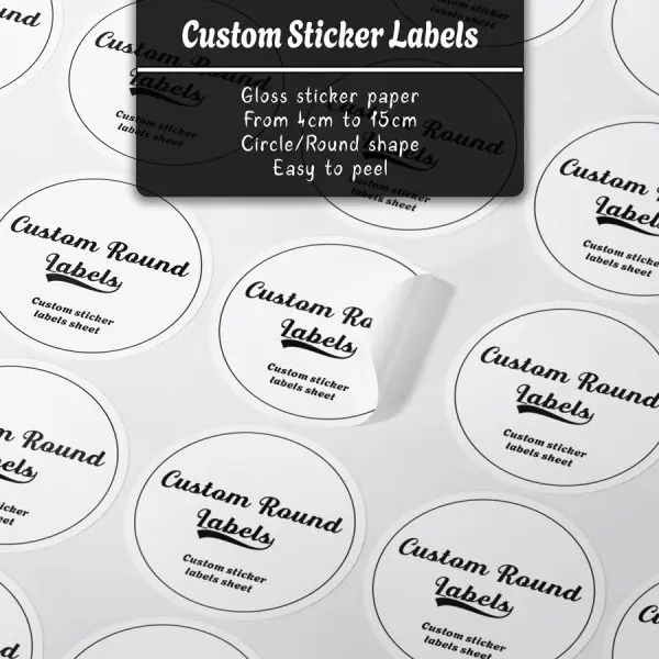 Round labels gloss paper