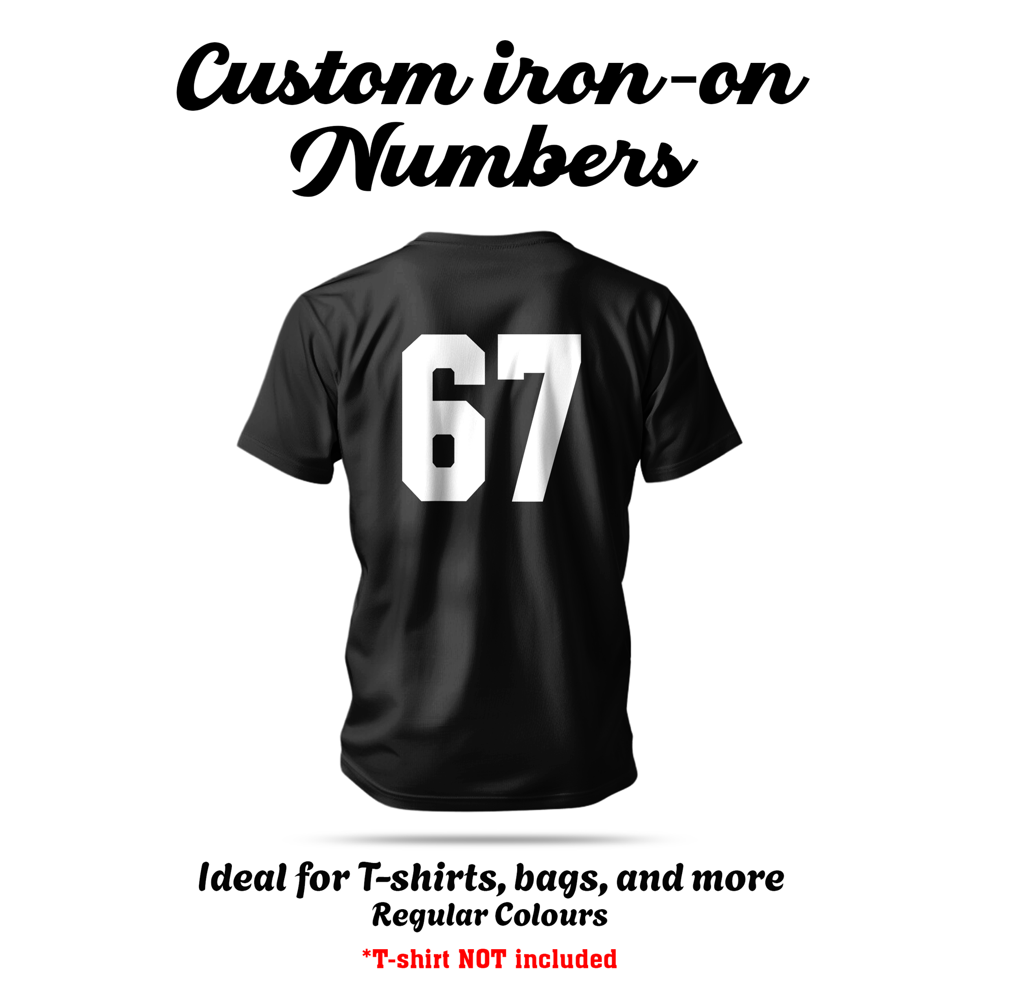 Custom iron-on numbers
