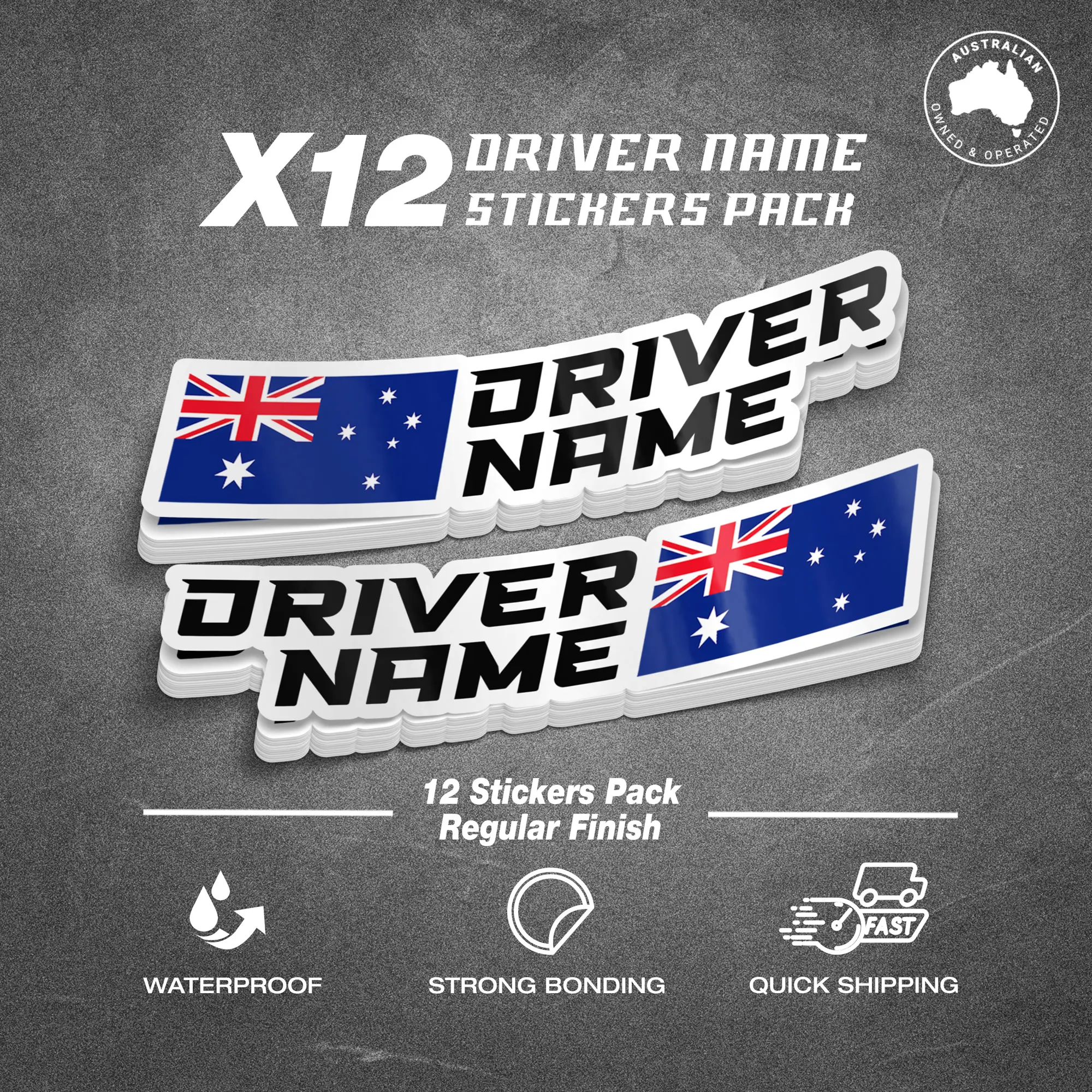 Driver Name Flag Stickers
