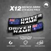 Driver Name Flag Stickers