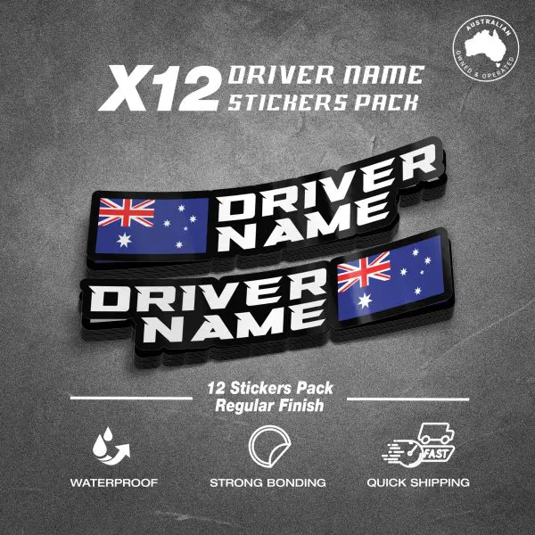 Driver Name Flag Stickers