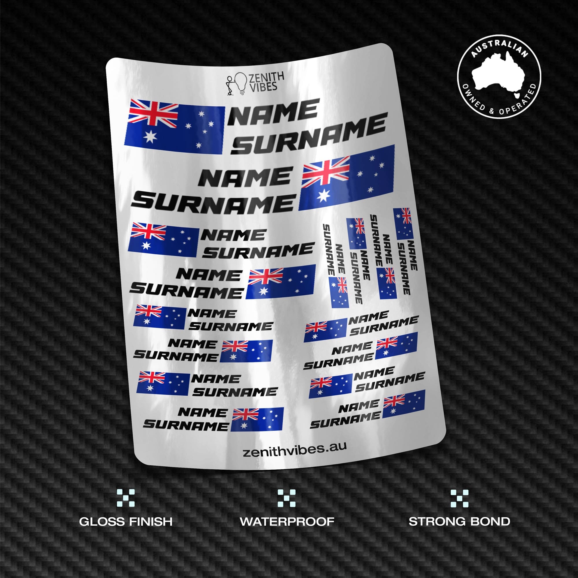 Custom Driver Name Stickers Pack x16