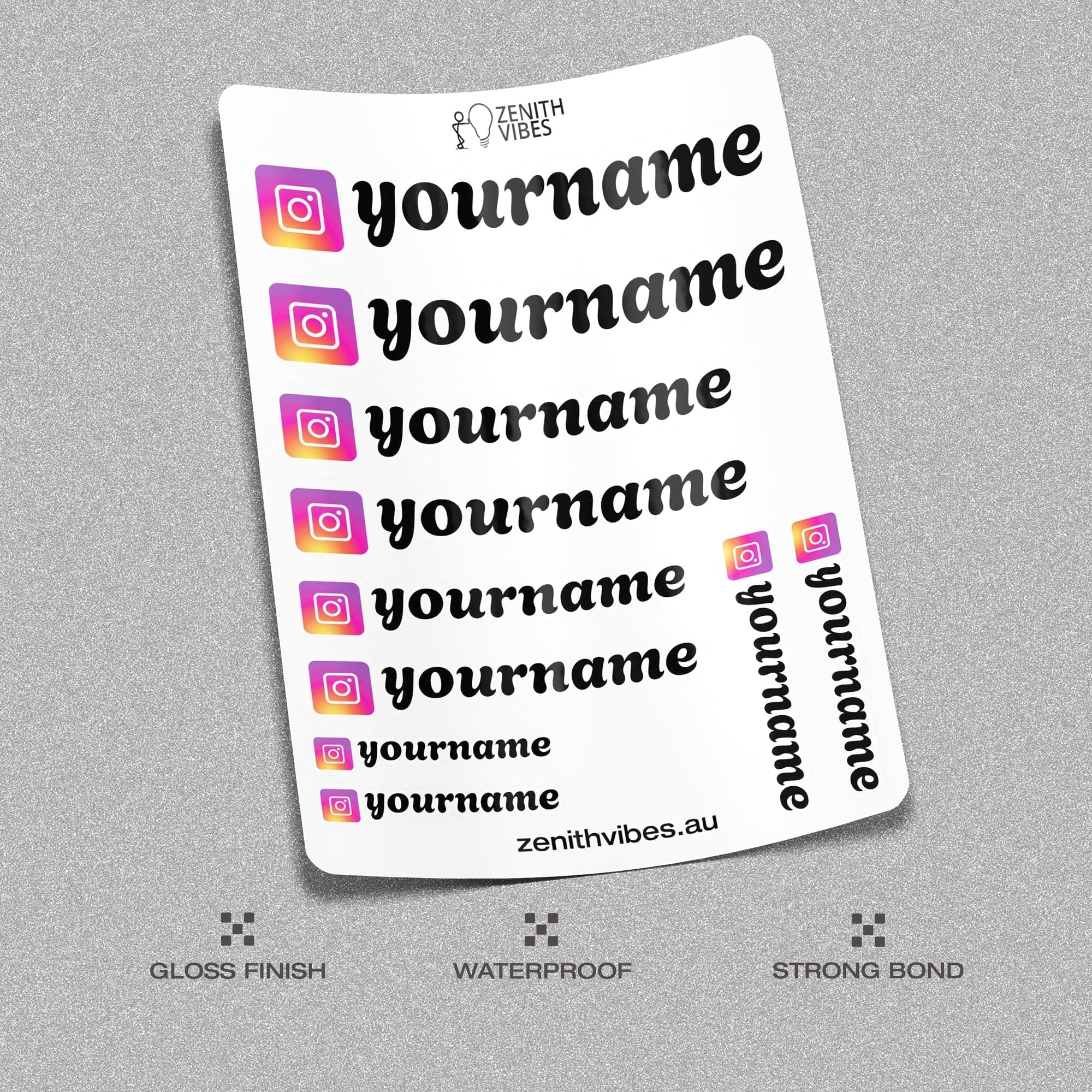 Custom Instagram Vinyl Stickers Pack Sheet x10