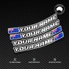 Custom Driver Name Flag Vinyl Stickers Pack x4