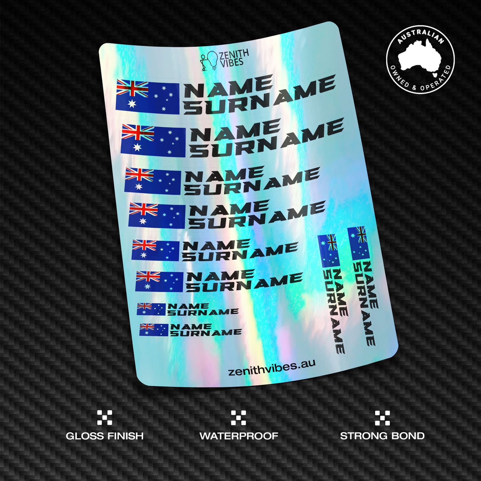 Custom Driver Name Flag Vinyl Stickers Pack Sheet x10 - Image 6