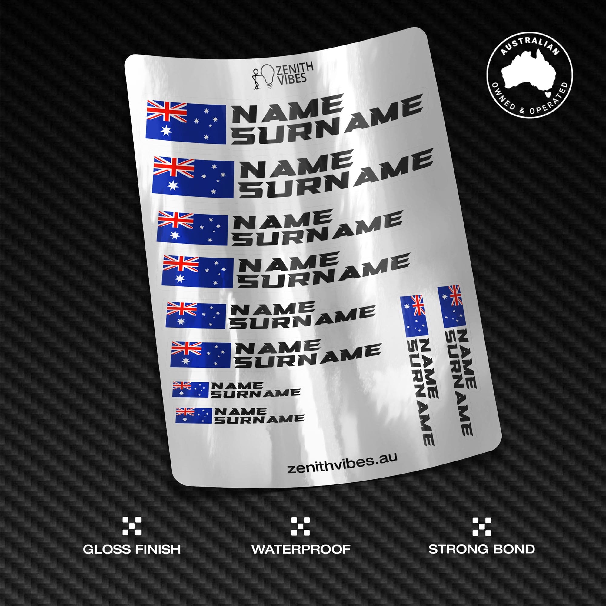 Custom Driver Name Flag Vinyl Stickers Pack Sheet x10 - Image 4