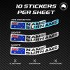 Custom Driver Name Flag Vinyl Stickers Pack Sheet x10