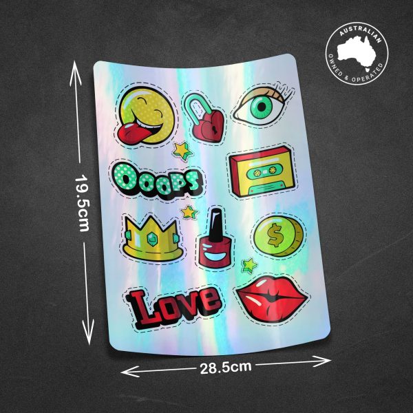 Custom Holographic Vinyl Sticker Sheet A4