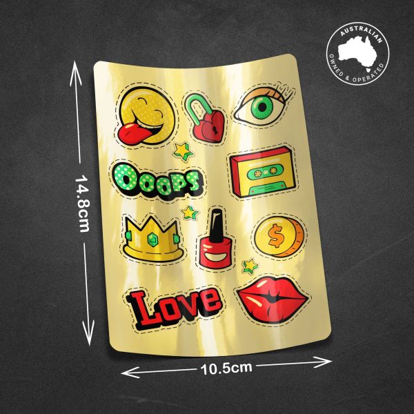 Custom Gold Vinyl Sticker Sheet A6