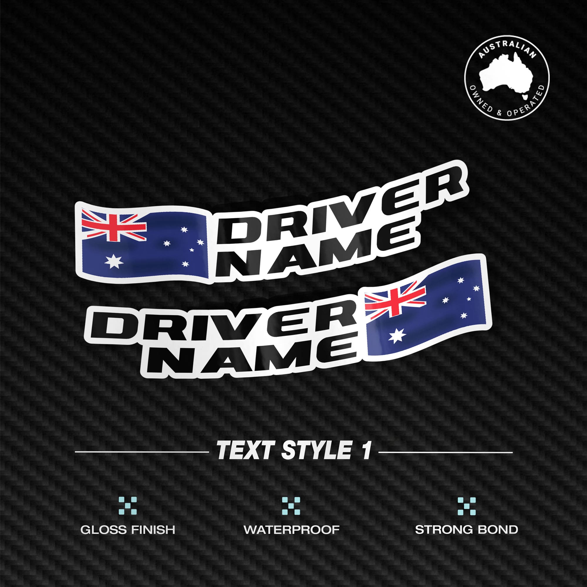 Custom Driver Name Flag Vinyl Stickers Pack x2 - Image 3
