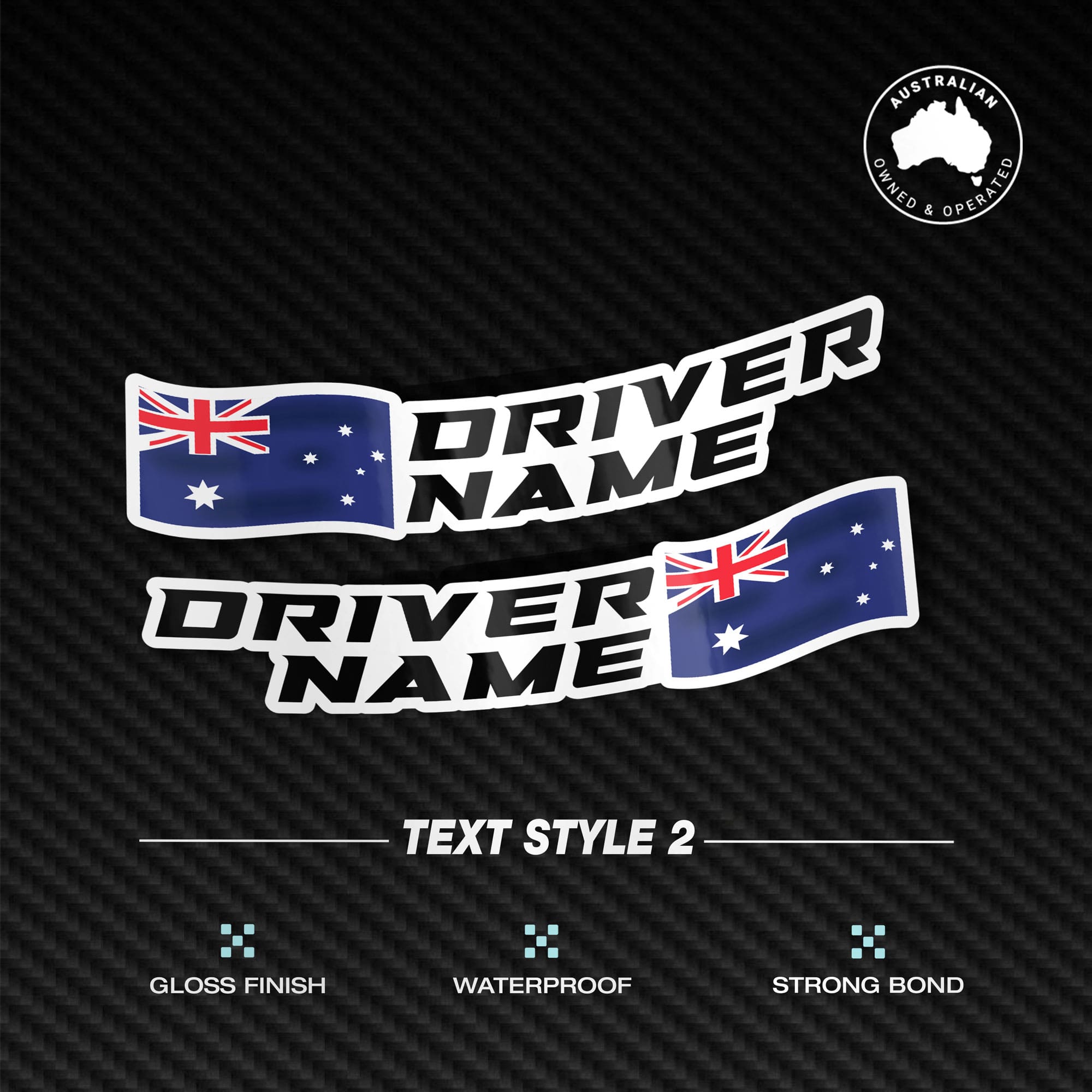 Custom Driver Name Flag Vinyl Stickers Pack x2 - Image 4