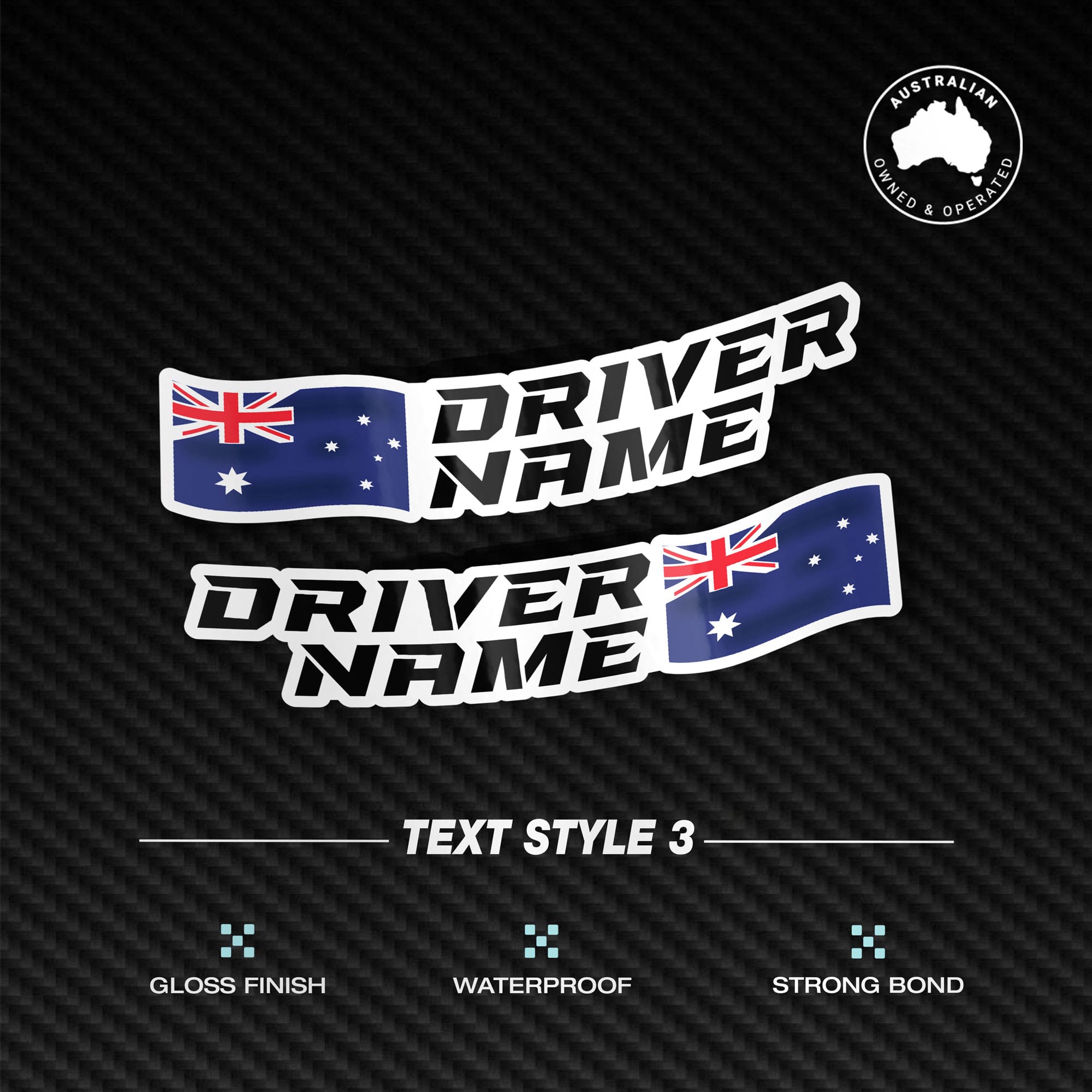 Custom Driver Name Flag Vinyl Stickers Pack x2 - Image 5