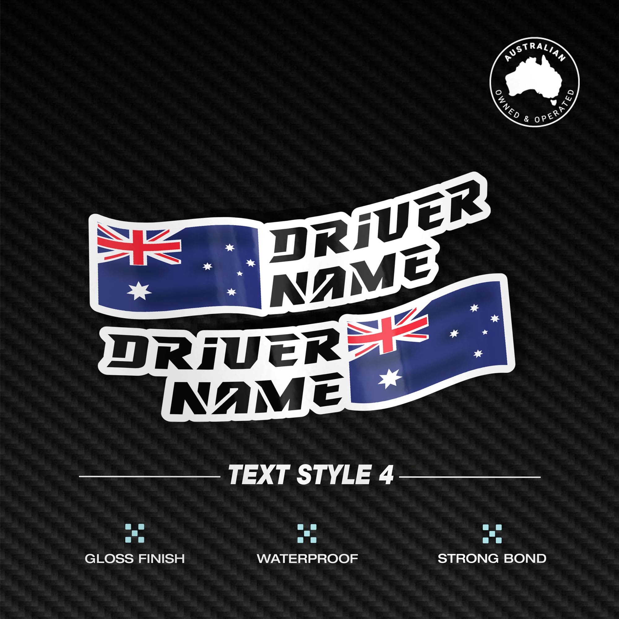 Custom Driver Name Flag Vinyl Stickers Pack x2 - Image 6