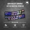 Custom Driver Name Flag Vinyl Holographic Stickers Pack x2