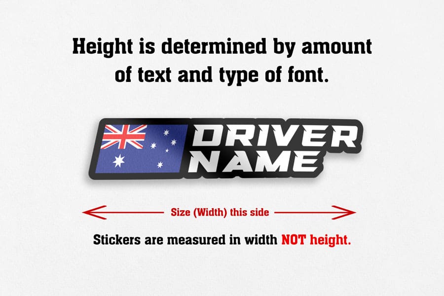 Custom Driver Name Flag Silver Black Stickers Pack x12 - Image 2