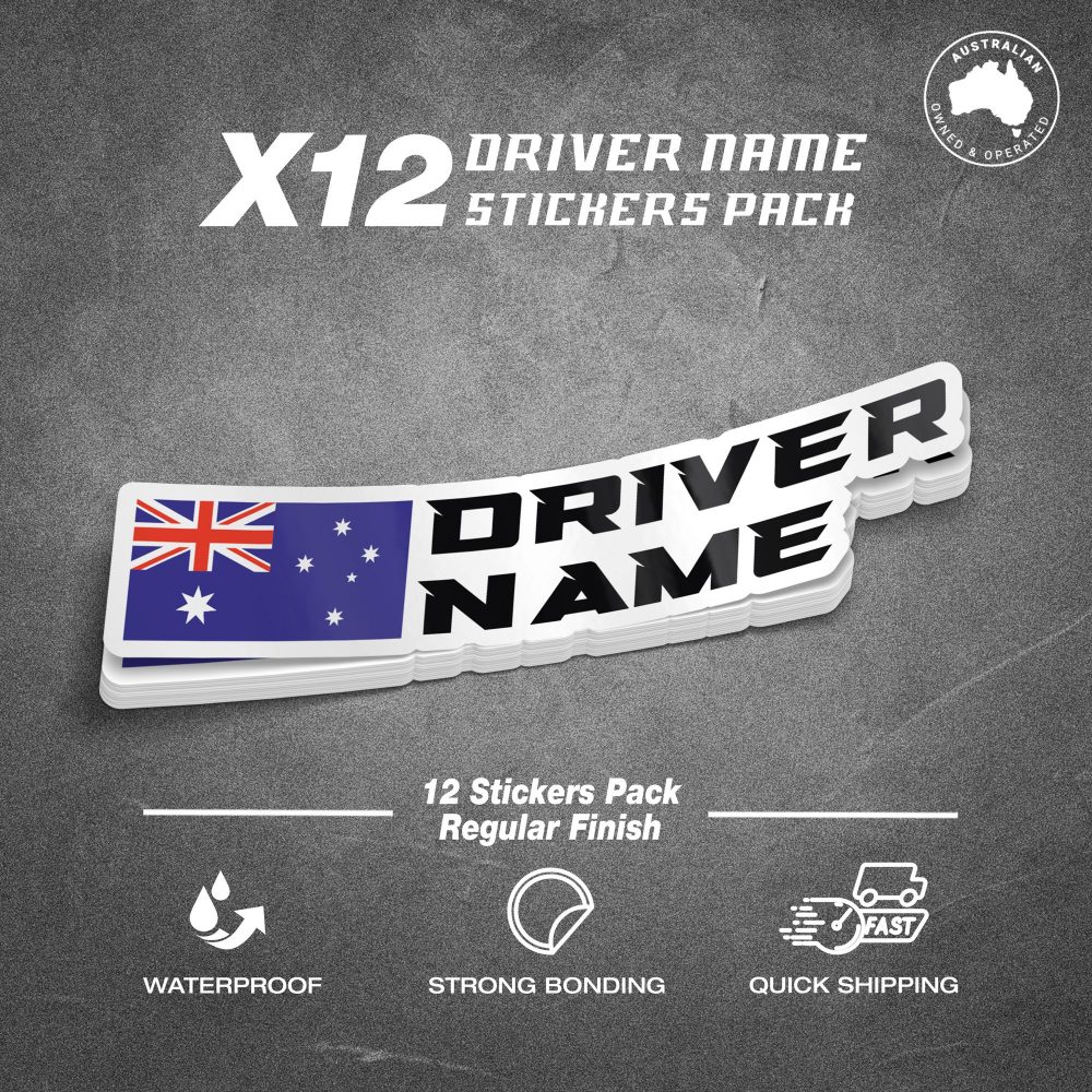 Driver Name Flag Stickers