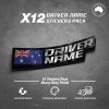 Driver Name Flag Silver Stickers